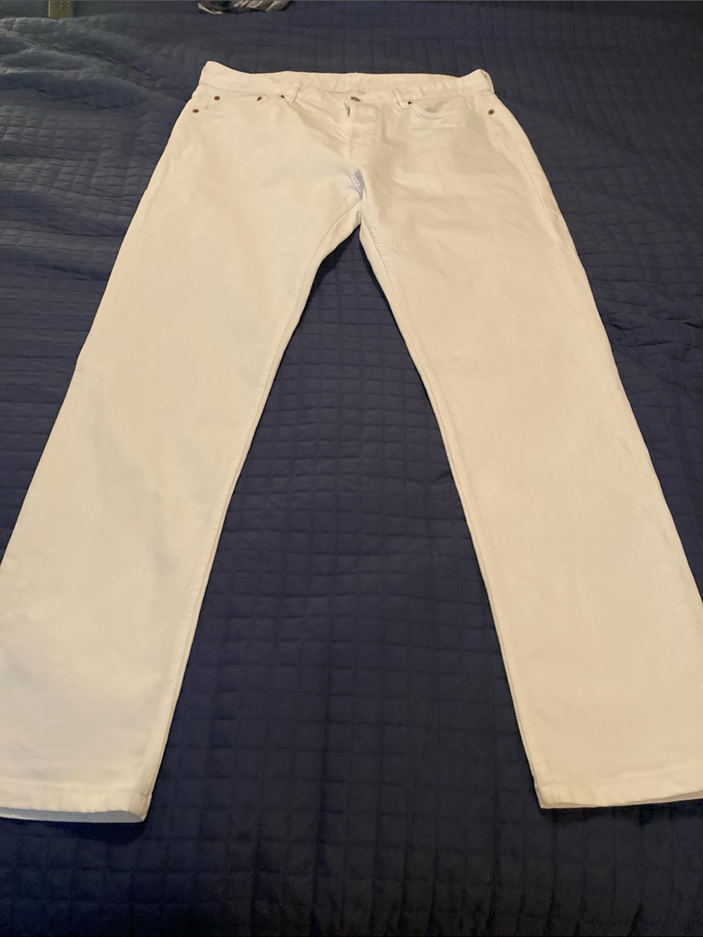 Buck Mason Men's Ford Standard 13oz denim White Straight-Leg Pants